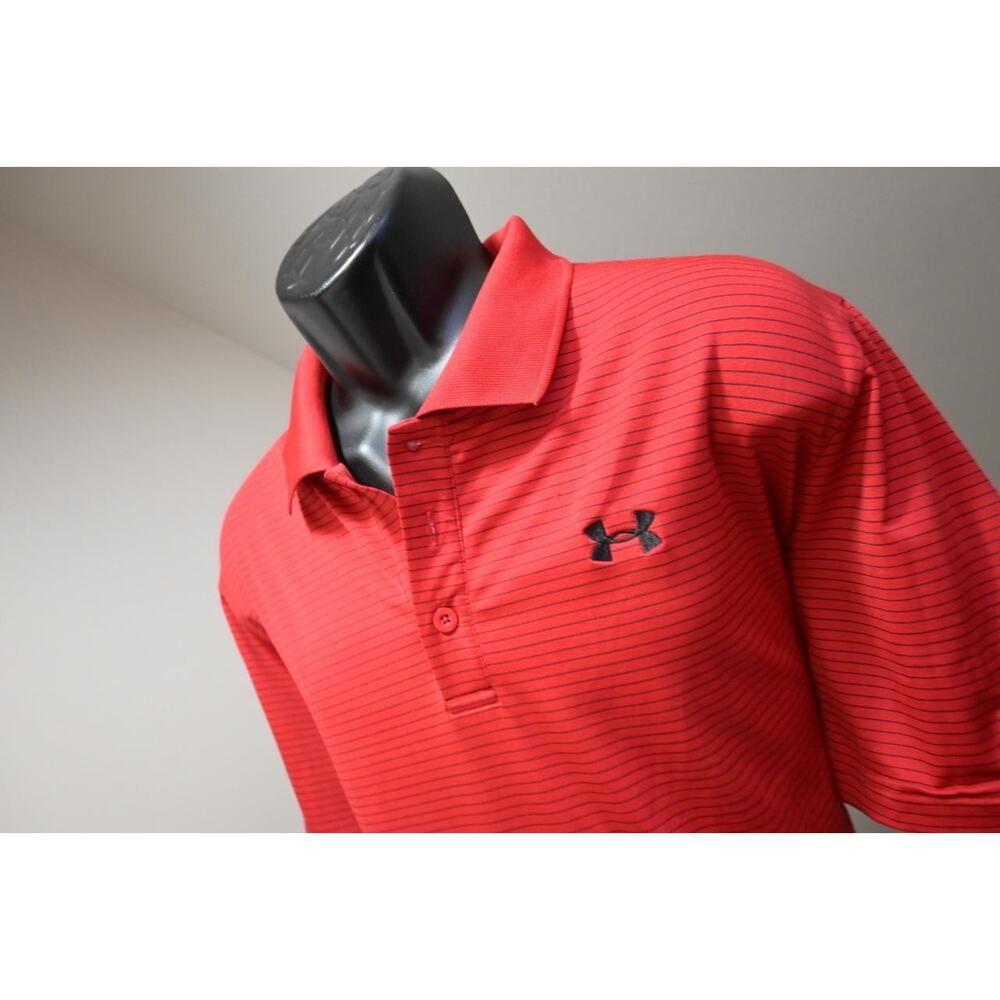 Under Armour Golf Polo HeatGear Loose Striped Athletic Shirt Mens Sz XL